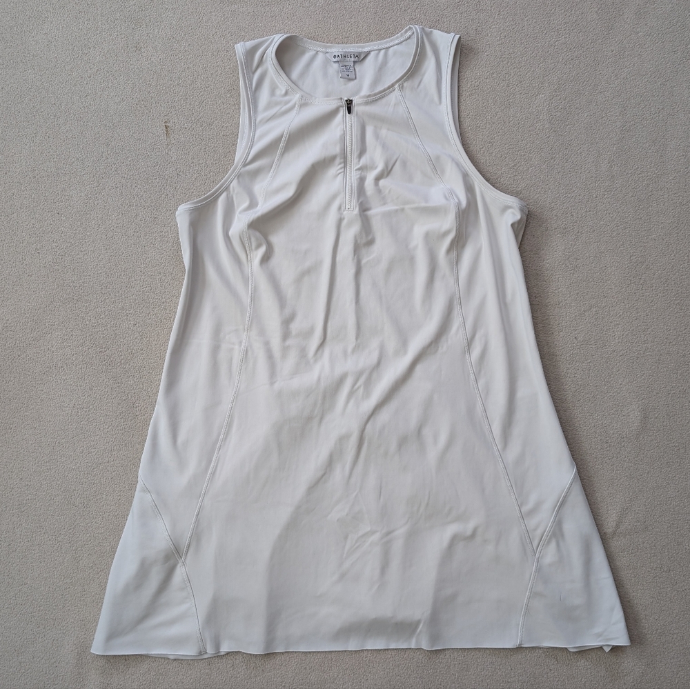 Athleta Ace Tennis/Golf Dress Workout Zip Front White Ball Pocket Size 1X